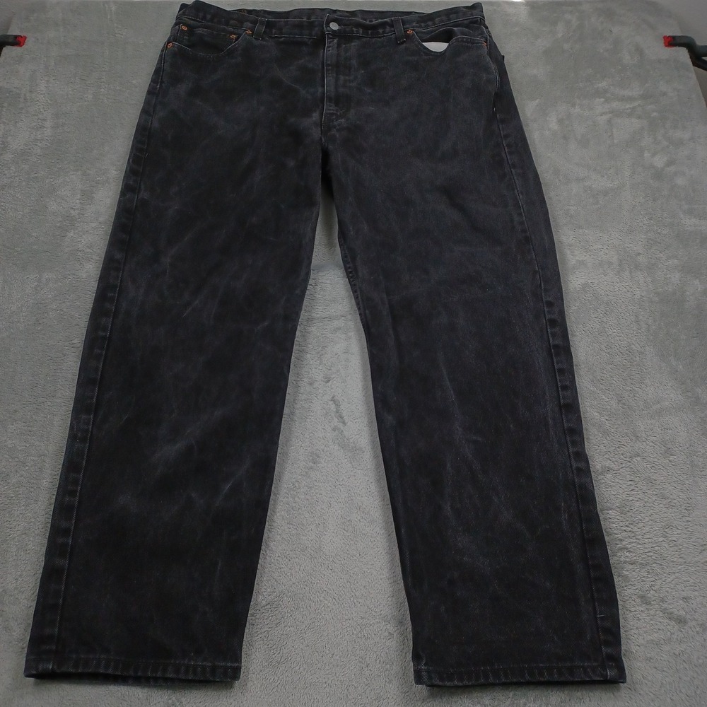 Levis 550 Jeans Mens 46x32 Black Denim Distressed Relaxed Fit Pockets Modern